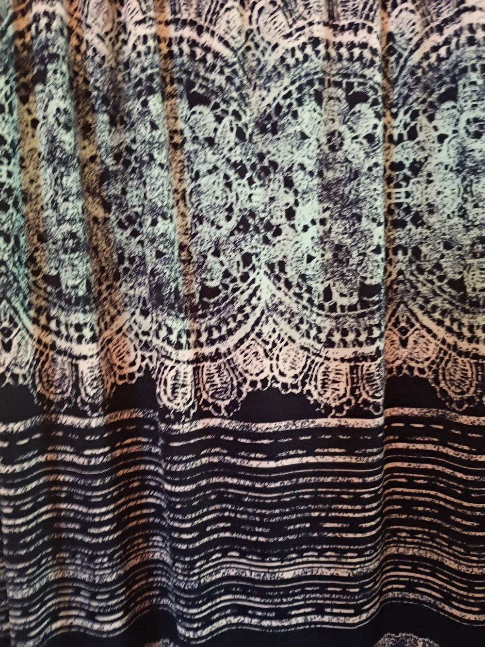 Trixxi Strapless Navy and Aqua Patterned Maxi Dress - Picture 4 of 6